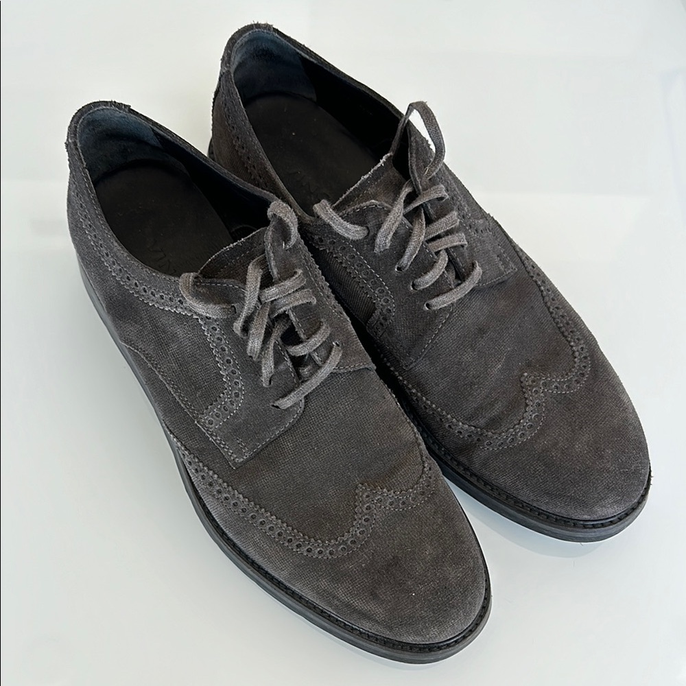 Men's Gray Suede Oxford Shoes